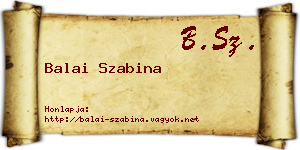 Balai Szabina névjegykártya